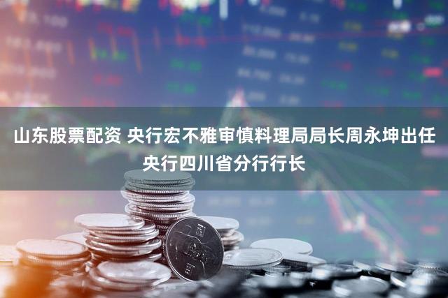 山东股票配资 央行宏不雅审慎料理局局长周永坤出任央行四川省分行行长