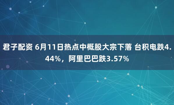 君子配资 6月11日热点中概股大宗下落 台积电跌4.44%，阿里巴巴跌3.57%