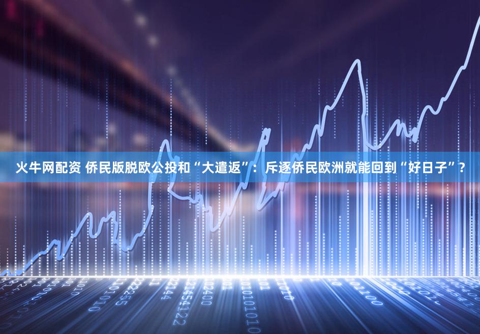 火牛网配资 侨民版脱欧公投和“大遣返”：斥逐侨民欧洲就能回到“好日子”？